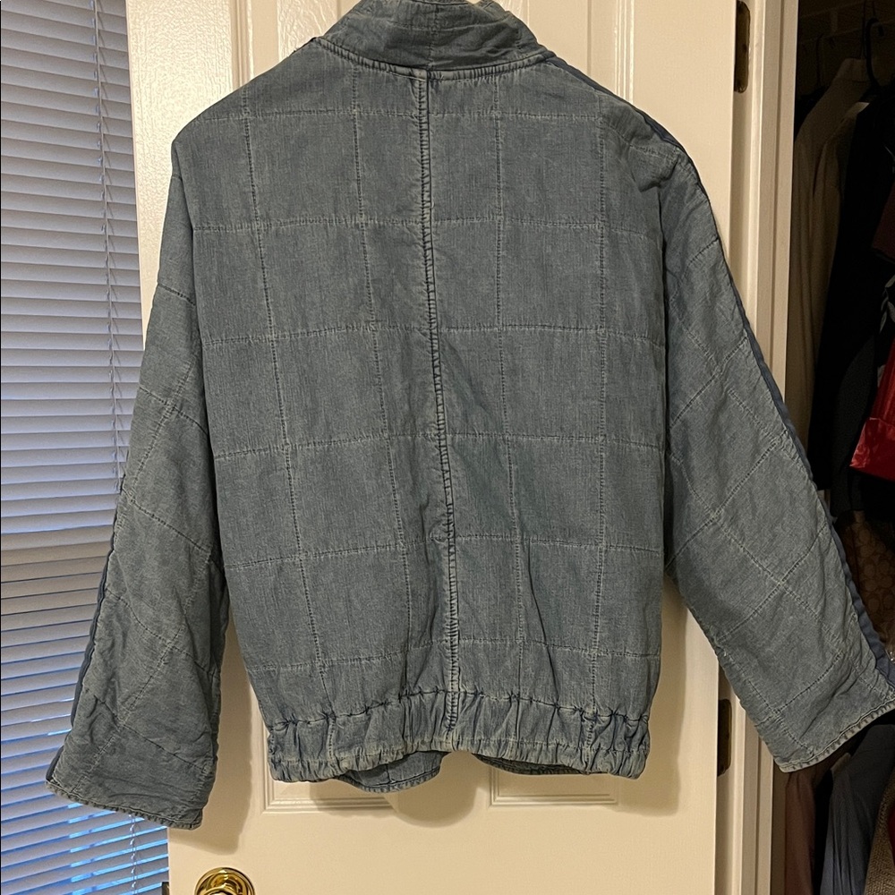 Free People Blue Dolman Quilted Zip-Up Jacket - Picture 3 of 6